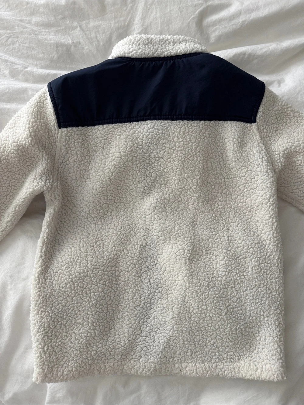 GAP Cream Sherpa Jacket with Navy Chest Pocket